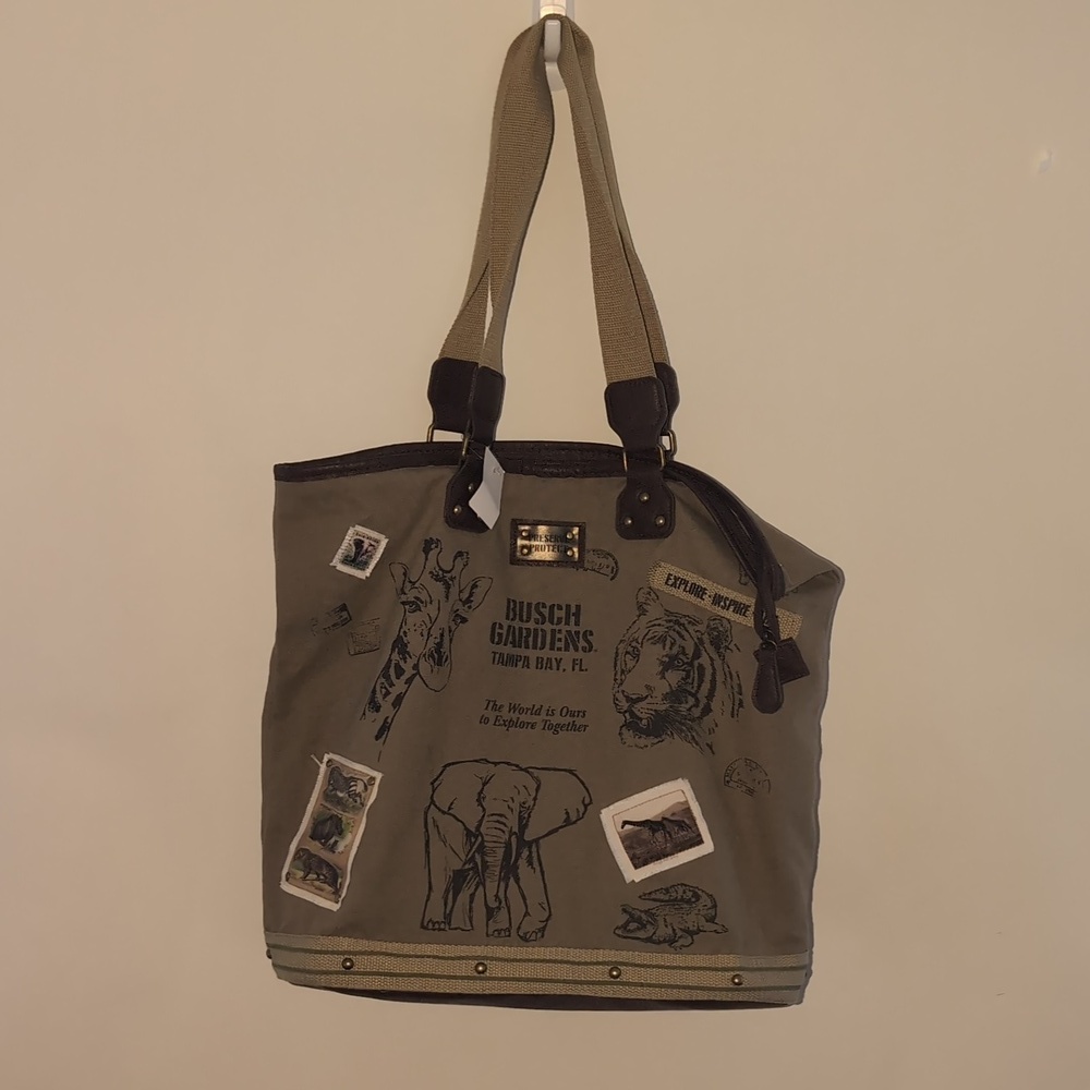 Busch Gardens Canvas Tote Bag with Animal Prints New With Tags - Picture 2 of 16